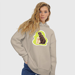 Толстовка оверсайз женская Лабрадор ретривер Собаки, цвет: миндальный — фото 2