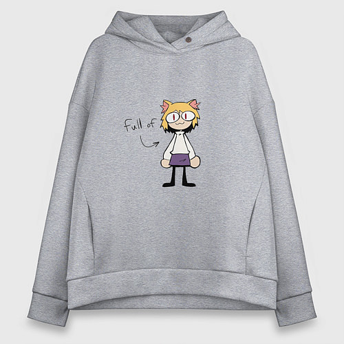 Женское худи оверсайз Full of neco arc / Меланж – фото 1