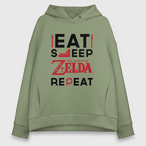 Женское худи оверсайз Надпись: Eat Sleep Zelda Repeat / Авокадо – фото 1