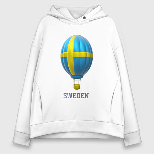 Женское худи оверсайз 3d aerostat Sweden flag / Белый – фото 1