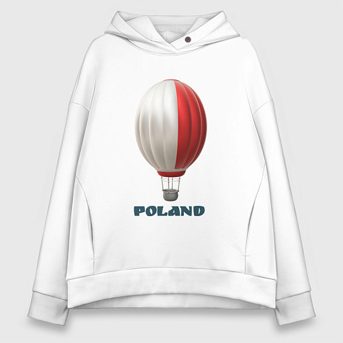 Женское худи оверсайз 3d aerostat Polish flag / Белый – фото 1