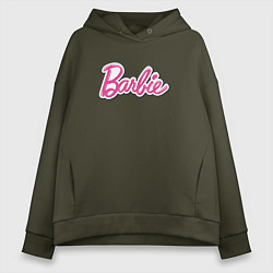 Толстовка оверсайз женская Barbie logo, цвет: хаки