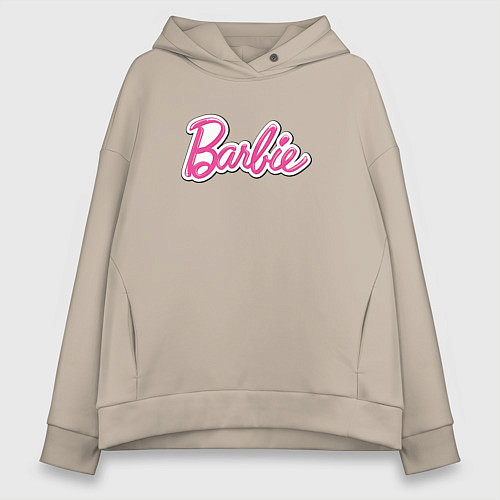 Женское худи оверсайз Barbie logo / Миндальный – фото 1