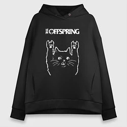 Толстовка оверсайз женская The Offspring Рок кот, цвет: черный