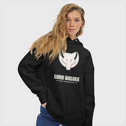 Толстовка оверсайз женская Лунные волки лого винтаж, цвет: черный — фото 2