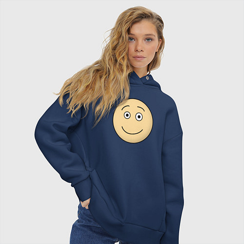 Женское худи оверсайз Улыбающийся смайлик из Дурак Онлайн / Тёмно-синий – фото 3