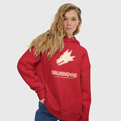 Толстовка оверсайз женская Саламандры лого винтаж, цвет: красный — фото 2