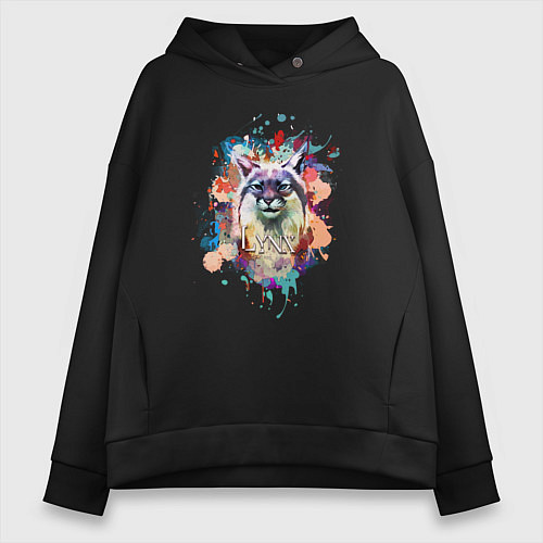 Женское худи оверсайз Lynx - рысь / Черный – фото 1