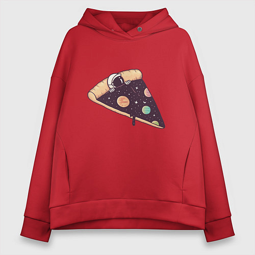 Женское худи оверсайз Space - Pizza / Красный – фото 1