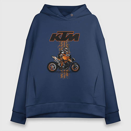 Женское худи оверсайз KTM Moto theme / Тёмно-синий – фото 1