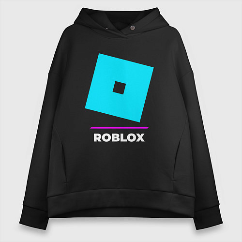 Женское худи оверсайз Символ Roblox в неоновых цветах / Черный – фото 1