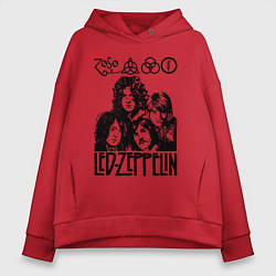 Толстовка оверсайз женская Led Zeppelin Black, цвет: красный