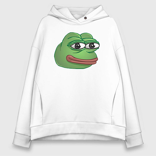 Женское худи оверсайз Пепе Лягушонок доволен / Белый – фото 1
