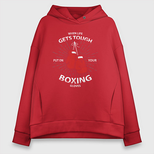 Женское худи оверсайз Boxing Cool / Красный – фото 1