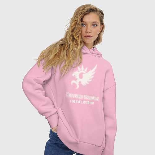 Женское худи оверсайз Дети императора хаос винтаж лого / Светло-розовый – фото 3