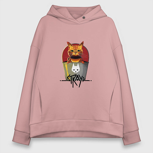 Женское худи оверсайз Stray - Cat / Пыльно-розовый – фото 1