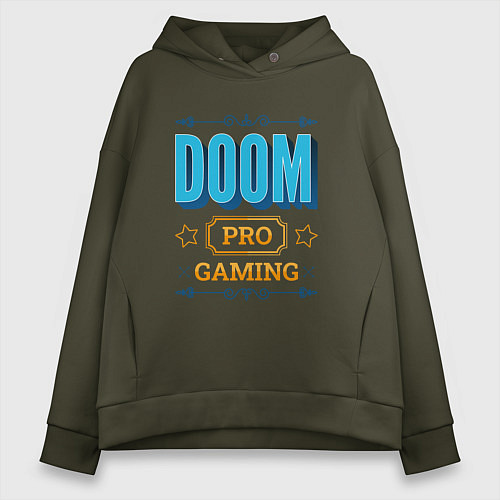 Женское худи оверсайз Игра Doom pro gaming / Хаки – фото 1