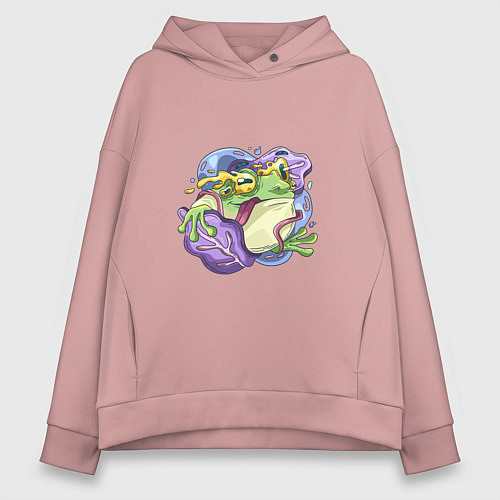 Женское худи оверсайз Сумасшедшая вселенная абстракт / Пыльно-розовый – фото 1