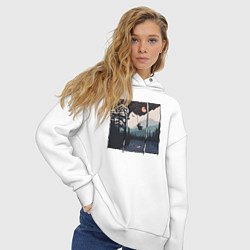 Толстовка оверсайз женская Оранжевая луна и тарзанка, цвет: белый — фото 2