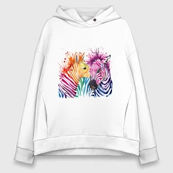 Толстовка оверсайз женская Zebras, цвет: белый