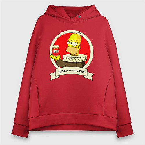 Женское худи оверсайз To beer or not to beer? / Красный – фото 1