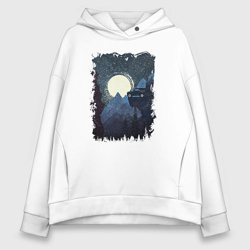 Женское худи оверсайз Джип и пропасть / Белый – фото 1