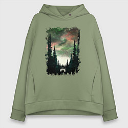 Толстовка оверсайз женская Лес кругом, цвет: авокадо