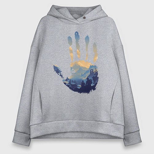 Женское худи оверсайз Отпечаток ладони Кратоса / Меланж – фото 1