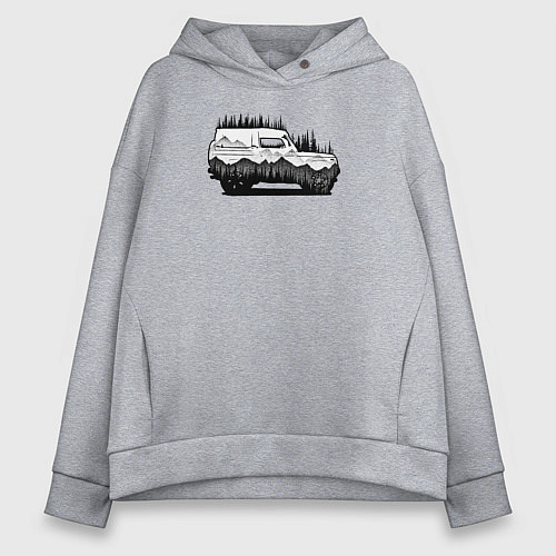 Женское худи оверсайз Бездорожье без дорог / Меланж – фото 1