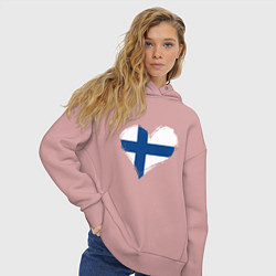 Толстовка оверсайз женская Сердце - Финляндия, цвет: пыльно-розовый — фото 2
