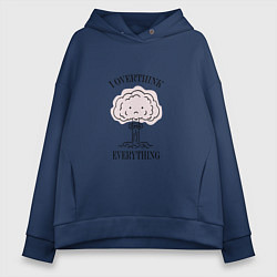Толстовка оверсайз женская I Overthink Everything, цвет: тёмно-синий