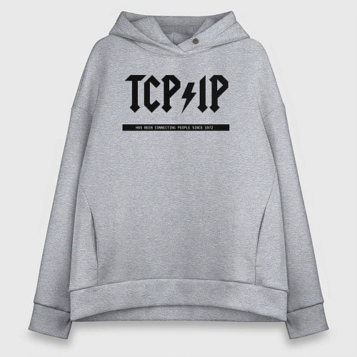 Женское худи оверсайз TCPIP Connecting people since 1972 / Меланж – фото 1