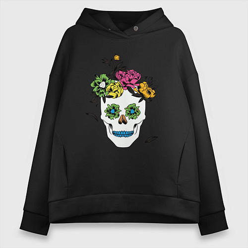 Женское худи оверсайз Sugar skull / Черный – фото 1