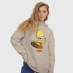 Толстовка оверсайз женская Lisa Simpson с гусеницей на даче, цвет: миндальный — фото 2