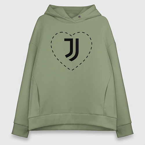 Женское худи оверсайз Лого Juventus в сердечке / Авокадо – фото 1
