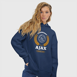 Толстовка оверсайз женская Лого Ajax и надпись legendary football club, цвет: тёмно-синий — фото 2
