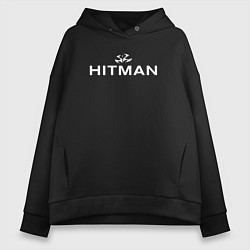 Толстовка оверсайз женская Hitman - лого, цвет: черный