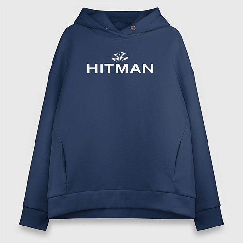 Женское худи оверсайз Hitman - лого / Тёмно-синий – фото 1