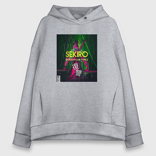 Женское худи оверсайз Секиро неон / Меланж – фото 1