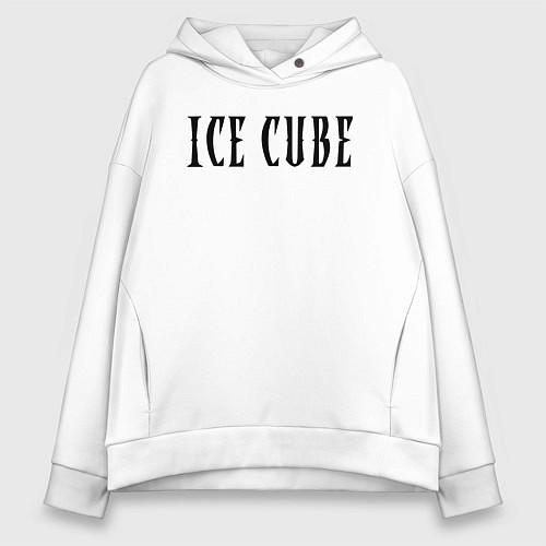 Женское худи оверсайз Ice Cube - logo / Белый – фото 1