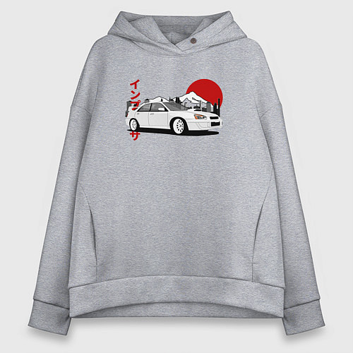 Женское худи оверсайз Subaru Impreza WRX Sti Retro JDM / Меланж – фото 1