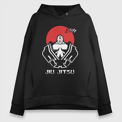 Женское худи оверсайз Jiu-Jitsu red sun / Черный – фото 1