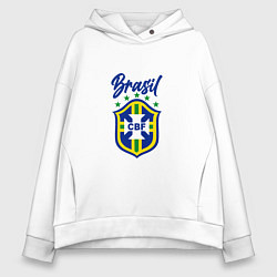 Толстовка оверсайз женская Brasil Football, цвет: белый