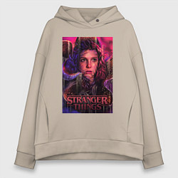 Толстовка оверсайз женская Stranger Things eleven, цвет: миндальный