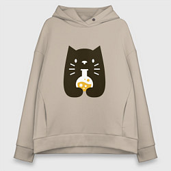 Толстовка оверсайз женская Котик - Химик, цвет: миндальный