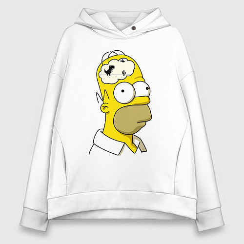 Женское худи оверсайз Гомер Симпсон - нет подключения к интернету / Белый – фото 1