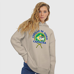 Толстовка оверсайз женская Cordao de ouro Capoeira flag of Brazil, цвет: миндальный — фото 2