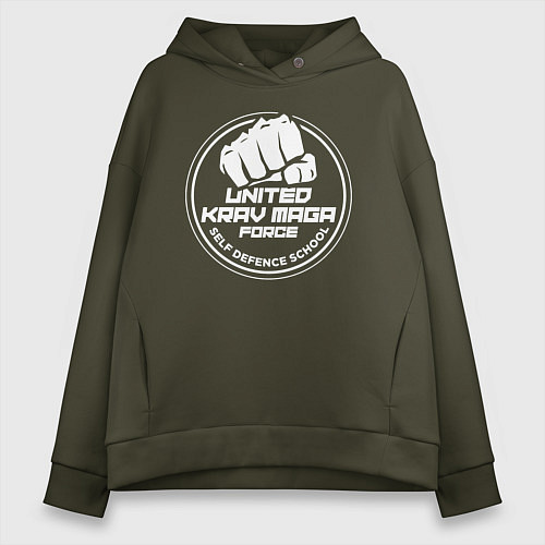 Женское худи оверсайз United krav maga force self defense school / Хаки – фото 1