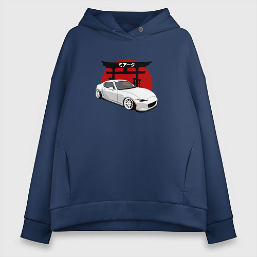 Женское худи оверсайз Mazda MX5 Miata ND JDM / Тёмно-синий – фото 1