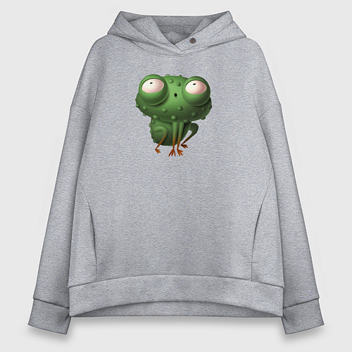 Женское худи оверсайз Большая зеленая лягушка / Меланж – фото 1